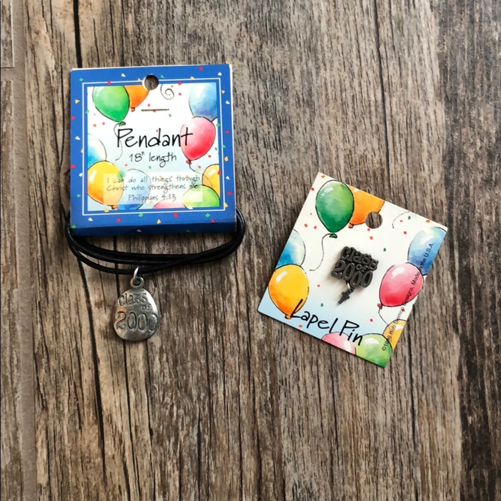 🔴 NWT Class of 2000 Cross Necklace and Pin